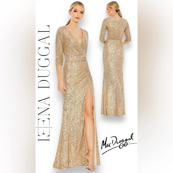 gold sequin dress size 12 AIDAN MATTOX Short Gold Sequined One Shoulder Band Gown – Style Exchange  Boutique PGH main image 0